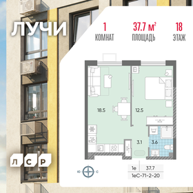 Квартира 37,7 м², 1-комнатная - изображение 1