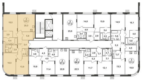 96,8 м², 3-комнатная квартира 26 390 284 ₽ - изображение 35