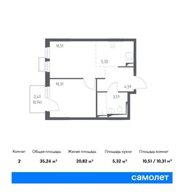 Квартира 35,2 м², 1-комнатная - изображение 1