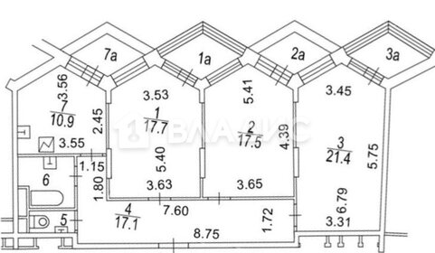 Квартира 90,8 м², 3-комнатная - изображение 1