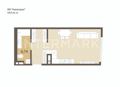 Квартира 44 м², 1-комнатная - изображение 1