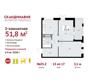 52,7 м², 2-комнатная квартира 15 400 000 ₽ - изображение 23