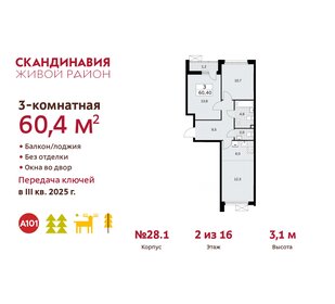 58 м², 3-комнатная квартира 11 650 000 ₽ - изображение 172