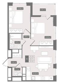 Квартира 59,2 м², 2-комнатная - изображение 1