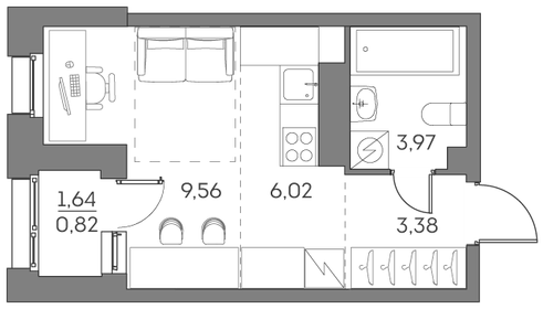 24,1 м², квартира-студия 8 600 000 ₽ - изображение 8