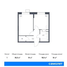 Квартира 35,3 м², 1-комнатная - изображение 2