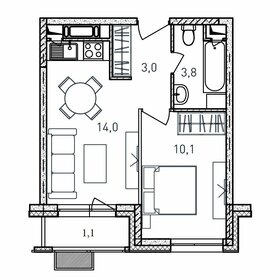 Квартира 32 м², 1-комнатная - изображение 1