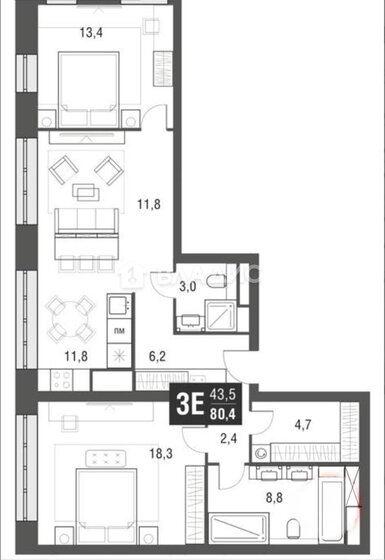 80,4 м², 3-комнатная квартира 27 000 000 ₽ - изображение 41