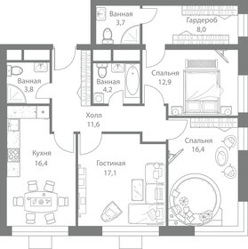 131,8 м², 3-комнатная квартира 114 365 000 ₽ - изображение 137