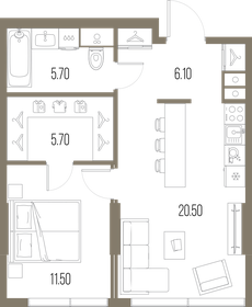 49,5 м², 1-комнатная квартира 24 873 750 ₽ - изображение 60