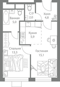 Квартира 46,1 м², 2-комнатная - изображение 1