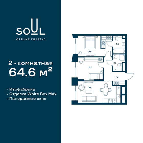 64,6 м², 2-комнатная квартира 30 303 860 ₽ - изображение 15