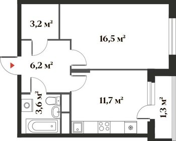 Квартира 42,5 м², 1-комнатная - изображение 1