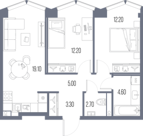 59,1 м², 2-комнатная квартира 24 142 350 ₽ - изображение 59