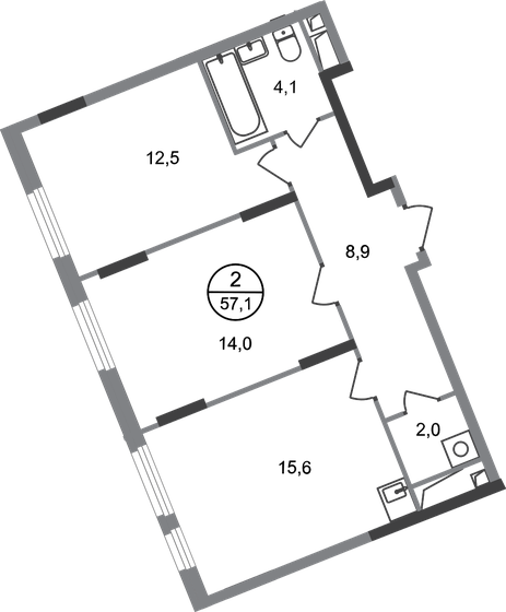 57,1 м², 2-комнатная квартира 13 791 885 ₽ - изображение 50