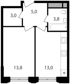 Квартира 38,6 м², 1-комнатные - изображение 1