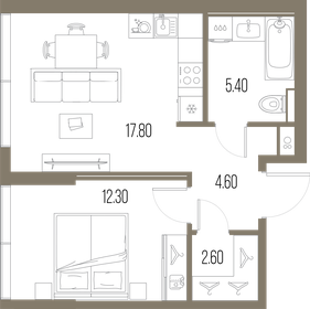 42,7 м², 1-комнатная квартира 19 650 540 ₽ - изображение 56