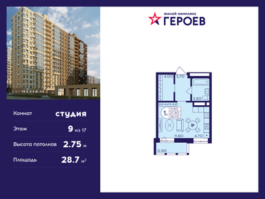 Квартира 28,7 м², студия - изображение 1