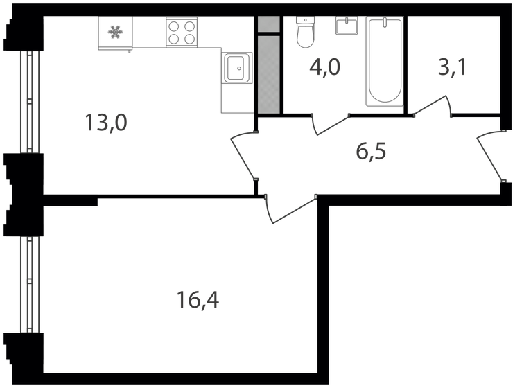 43 м², 1-комнатная квартира 13 420 300 ₽ - изображение 1