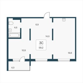 59,2 м², 3-комнатная квартира 5 700 000 ₽ - изображение 66