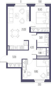 Квартира 58,6 м², 2-комнатная - изображение 1