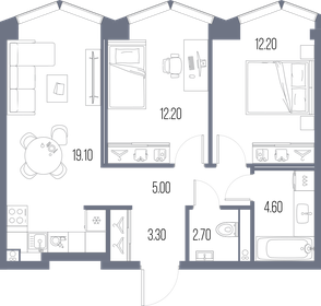 59,1 м², 2-комнатная квартира 24 142 350 ₽ - изображение 54