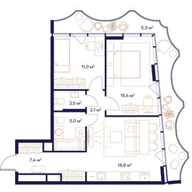 62,5 м², 2-комнатная квартира 35 012 500 ₽ - изображение 69