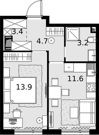 37,7 м², 1-комнатная квартира 14 552 200 ₽ - изображение 55