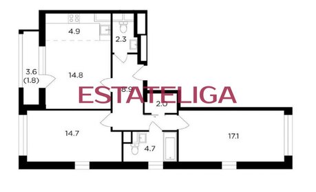 Квартира 71,2 м², 2-комнатная - изображение 1