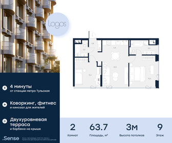 63,3 м², 2-комнатные апартаменты 37 481 000 ₽ - изображение 58