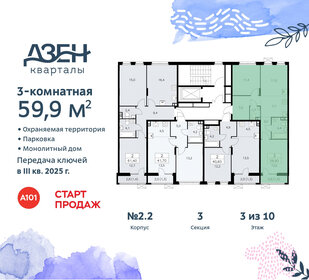 62 м², 3-комнатная квартира 12 900 000 ₽ - изображение 174