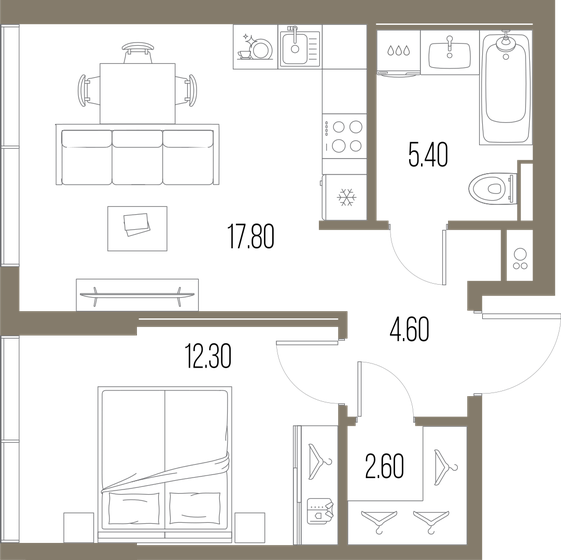 42,7 м², 1-комнатная квартира 19 650 540 ₽ - изображение 1