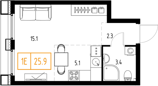 25,8 м², 1-комнатная квартира 10 070 855 ₽ - изображение 69