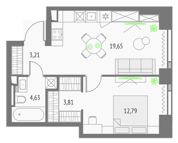 Квартира 44,1 м², 1-комнатная - изображение 1