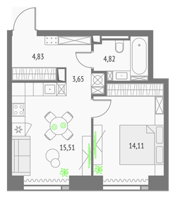 42,9 м², 1-комнатная квартира 22 327 072 ₽ - изображение 77