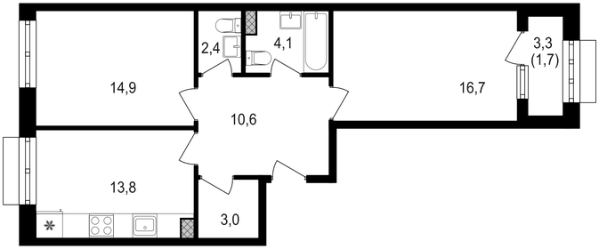 62,1 м², 3-комнатная квартира 22 486 410 ₽ - изображение 72