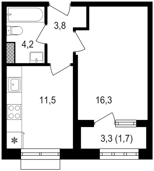 37,5 м², 1-комнатная квартира 14 962 500 ₽ - изображение 1