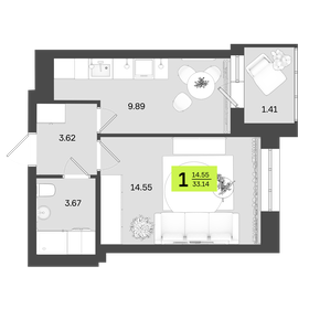 33,1 м², 1-комнатная квартира 5 501 240 ₽ - изображение 3