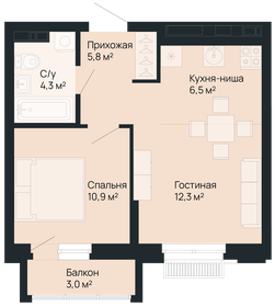 Квартира 40,7 м², 1-комнатная - изображение 1