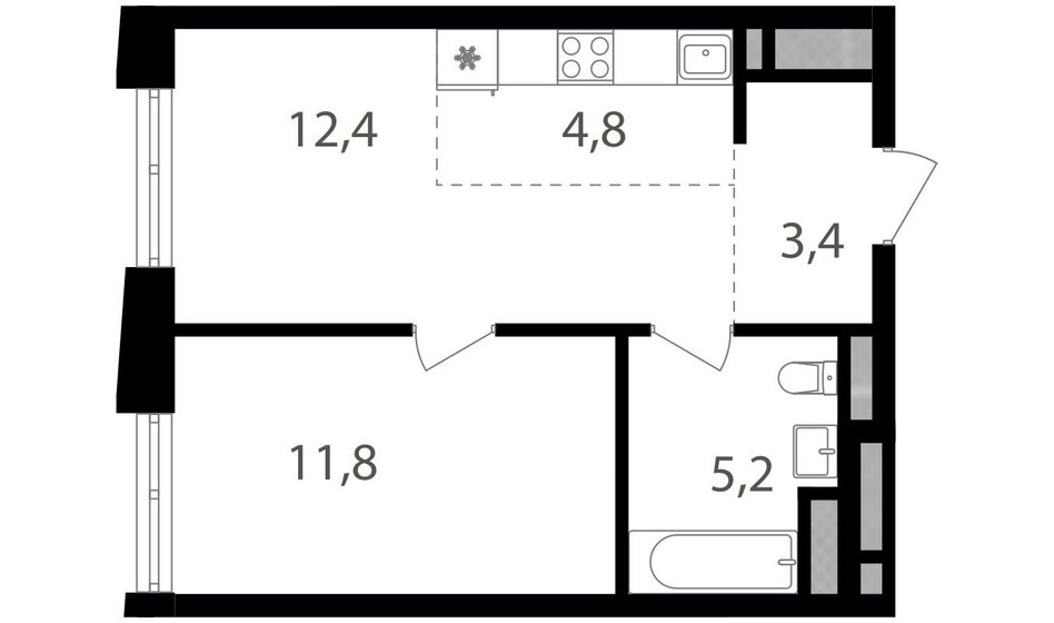 37,7 м², 2-комнатная квартира 14 024 400 ₽ - изображение 1