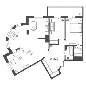 Квартира 131,8 м², 3-комнатная - изображение 2