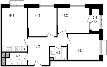 Квартира 85,4 м², 3-комнатная - изображение 1