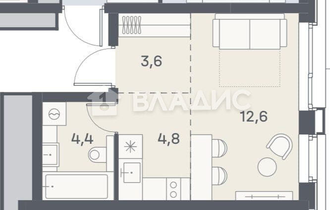 25,4 м², квартира-студия 14 300 000 ₽ - изображение 12