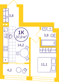 Квартира 34,9 м², 1-комнатная - изображение 1