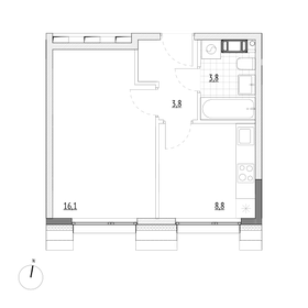 Квартира 32,5 м², 1-комнатные - изображение 2