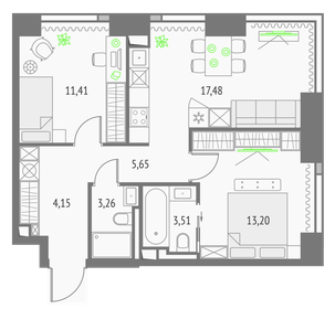 61,6 м², 3-комнатная квартира 15 550 000 ₽ - изображение 166