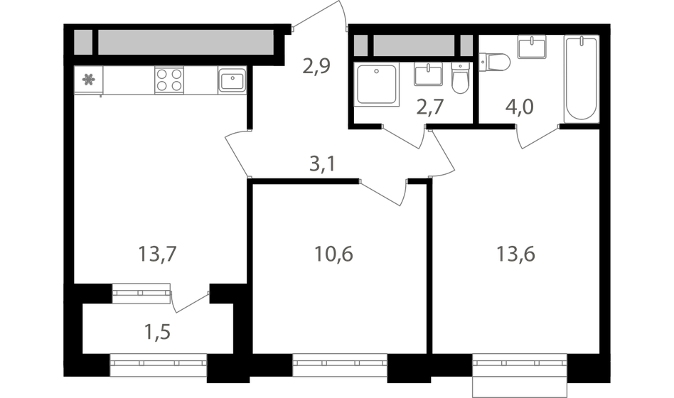 52,1 м², 2-комнатная квартира 17 823 410 ₽ - изображение 1