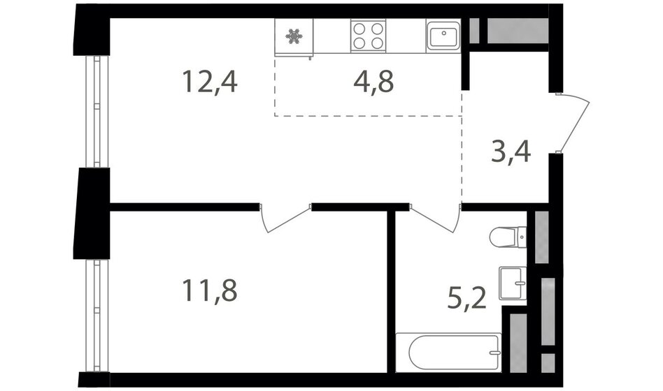 37,6 м², 2-комнатная квартира 13 780 400 ₽ - изображение 1