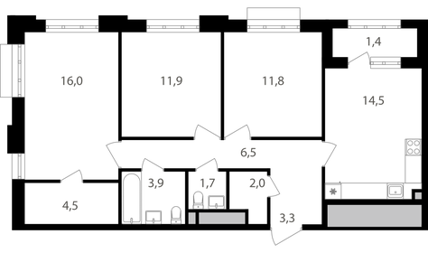 62,1 м², 3-комнатная квартира 22 486 410 ₽ - изображение 67