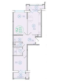 Квартира 64,6 м², 2-комнатная - изображение 1